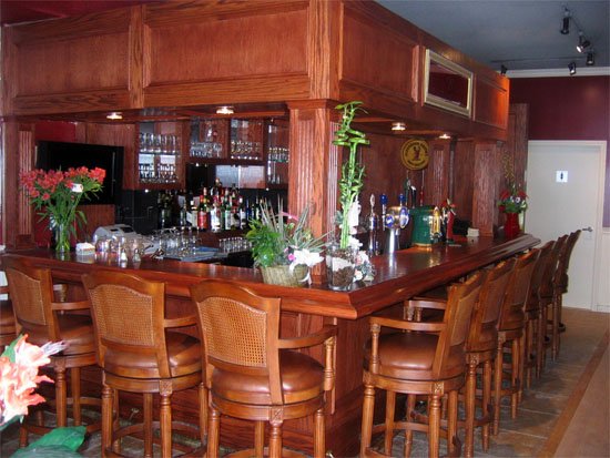 The wooden bar at Vijay's